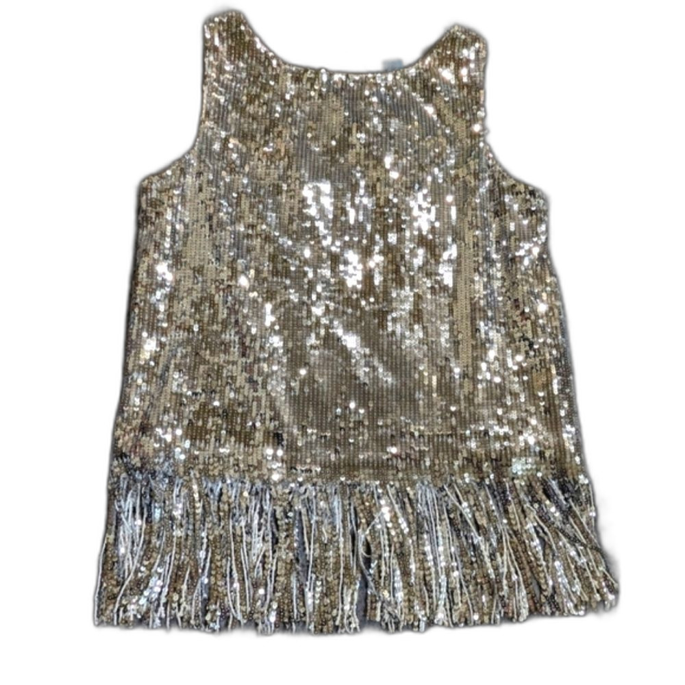 Anthropologie Eva Franco Sleeveless Silver Sequin tank NWT